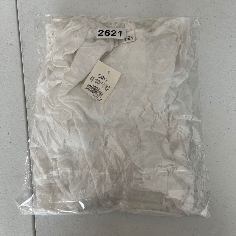 Cato Womens White Eyelet Lace Ruffle Kimono Cardigan Cover Up XL‎ minimal casual - Picture 10 of 10
